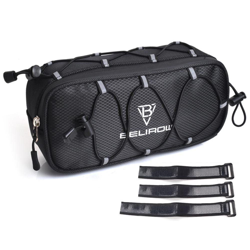 15L Bicycle Shelf Bag Waterproof Bicycle Rear Rack Storage Luggage with Reflective Stripes&Zipper PU Multi Pocket Elastic Strap