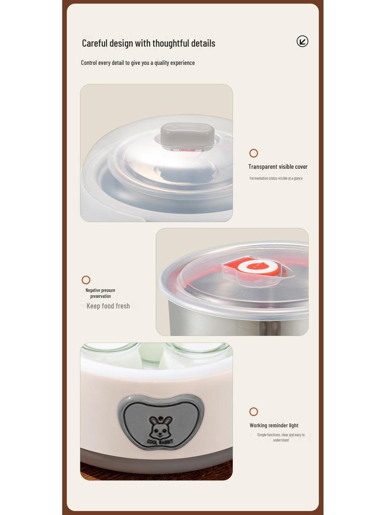 Automatic Cross-Border Home Yogurt Maker - Intelligent 304 Stainless Steel Machine with Cup Divider
