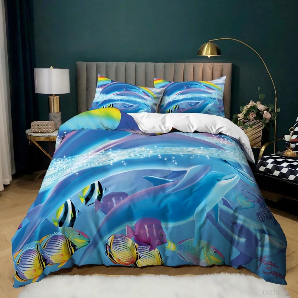 Ocean Style Bedding Set Animal Duvet Cover Pillowcase Children's and Teenagers' Bedding Single and Double Size Gifts