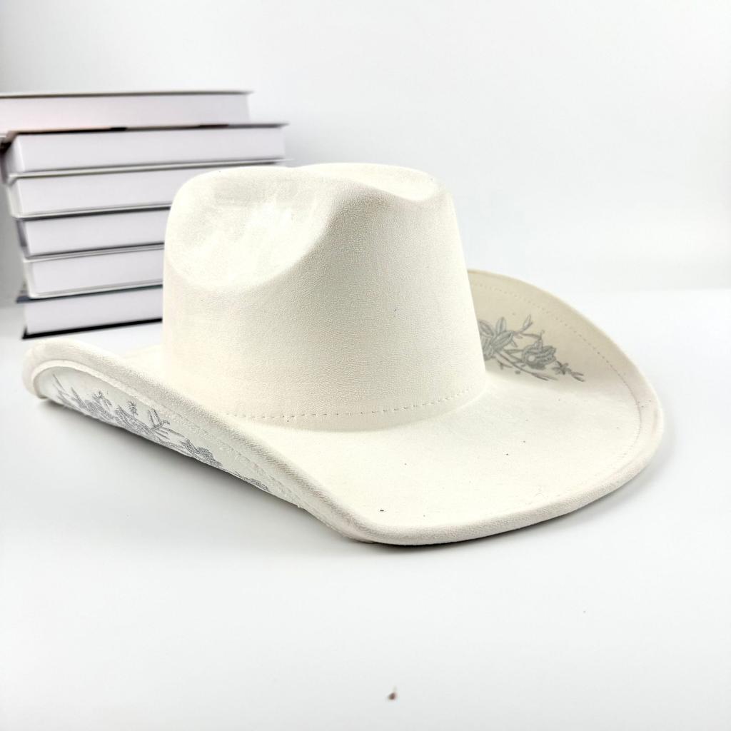 JYL TS DIY High End Cowboy Hat Leather Band Riding Cap Suede Fabric