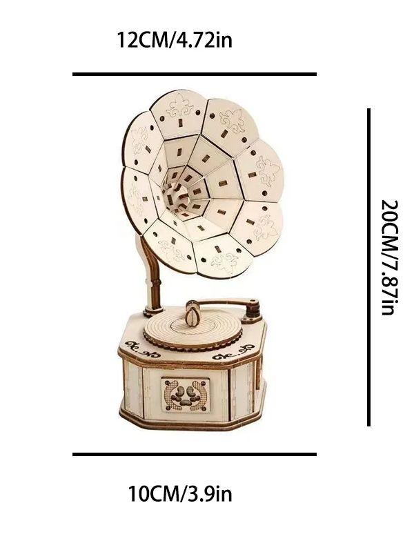 Build Your Own Gramophone 3D Wooden Puzzle Model Kit - An Interesting and Educational DIY Gift