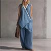 2026 spring and summer independent station European and American V-neck irregular button sleeveless vest wide leg pants casual fashion suit