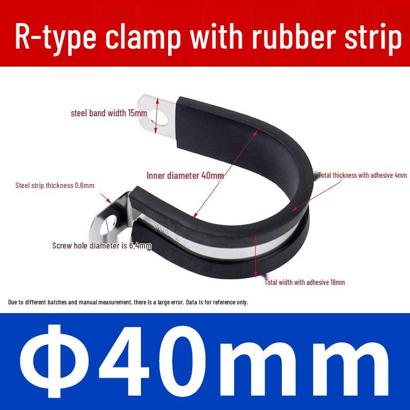 Stainless Steel R-Type Rubber Strip Shock-Absorbing Pipe Clamp