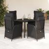 Vidaxl 5-Cz. Garden Furniture Set With Cushions, Black, Poly Rattan