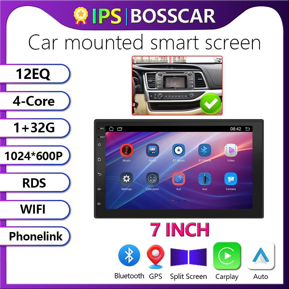 BOSSCAR 4core 2 Din Car Radio Androidauto Carplay Android 11 4G GPS Car Audio 7"/9"/10" WIFI BT IPS Automotive Multimedia Player