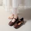 Retro buty Mary Jane kwadratowy nosek płytkie wycięcie wiosenne nowe małe skórzane buty francuski miękki spód brytyjski styl