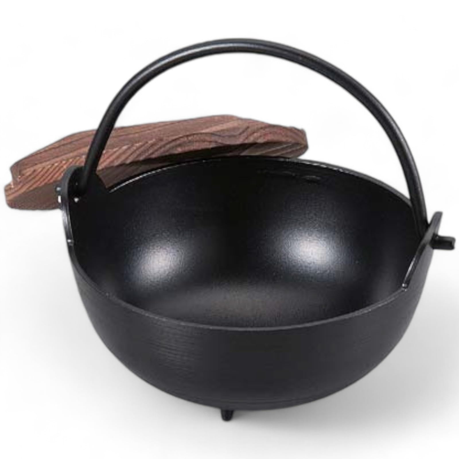 

J-kitchens Classic Sukiyaki Pot, 18cm, with Black Wood Lid (No Inner Tiers), 20.3x18.6x17.8cm, Aluminum, Made in Japan