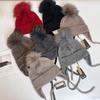 Mixed Color Hanging Ball Braid Wool Hat, Fashionable Winter Warm Ear Protection Lei Feng Hat, Fashionable Knitted Hat for Girls