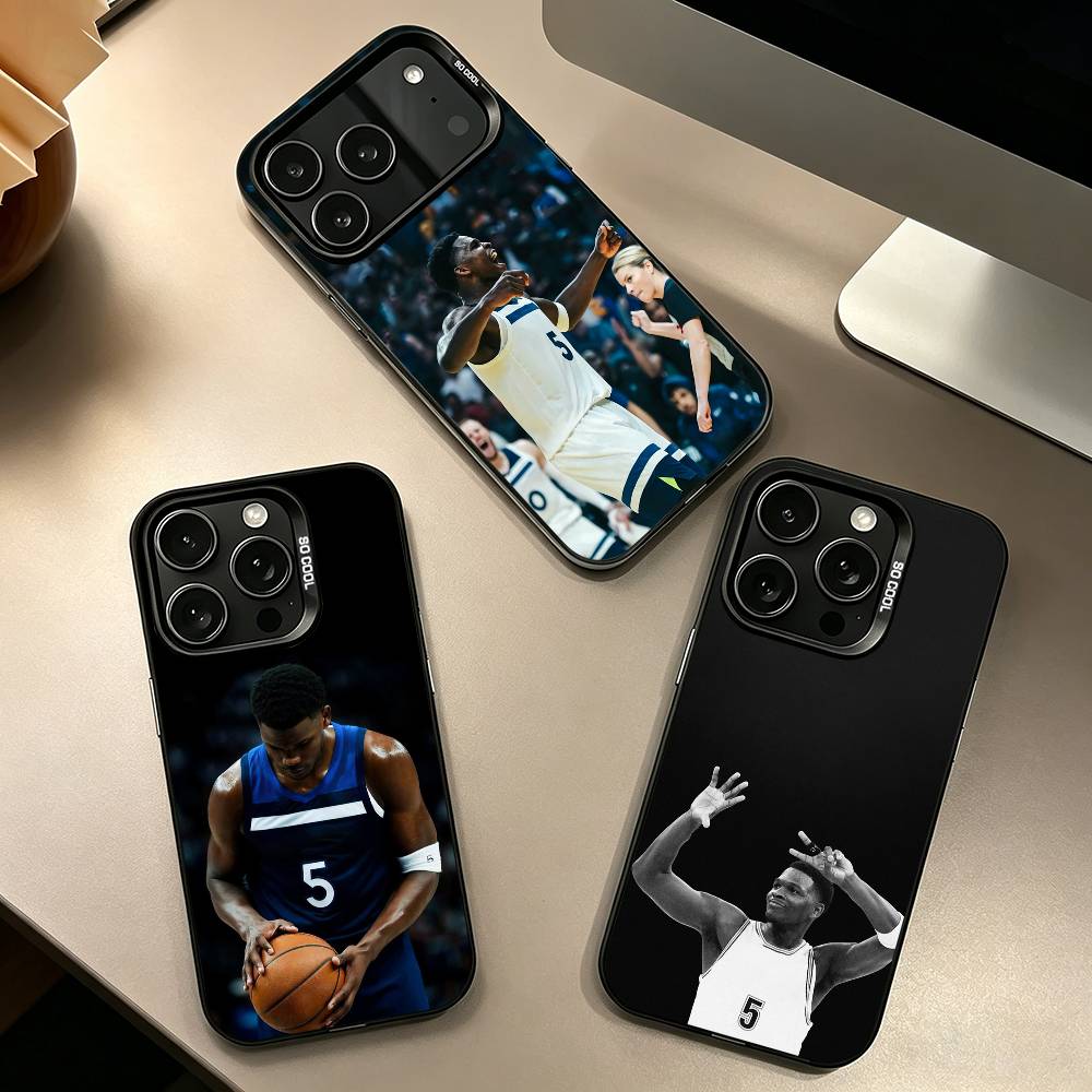 Basketball Antman 5 Anthony Edwards Phone Case For iPhone 17,16,15,14,13,12,11Plus,Pro Max,XS,Colored Silver Plated Inside Cover