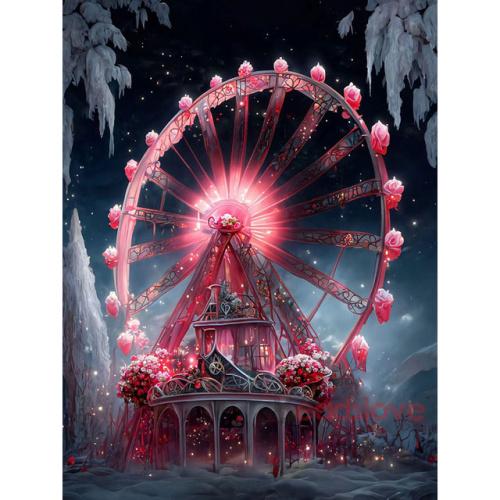 Fantasy Flower Diamantový obraz Růže Ruské kolo Diamantové vyšívání Plný vrták Čtverec kamínků Nástěnné umění Ruční práce S466