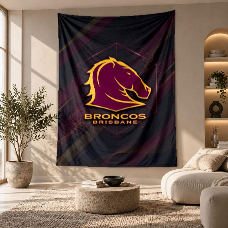 Decorative Tapestry,Brisbane Broncos Printed Wall Art, Lightweight Wall Hanging For Bedroom Background
