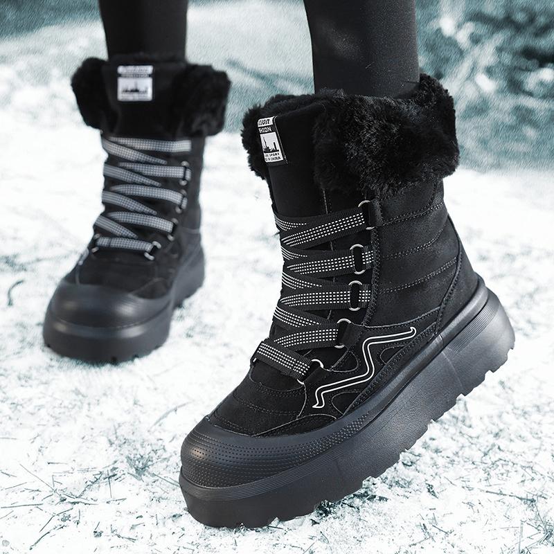 

ТУИНАНЛЕ Зимние Снежные Ботинки Женские Хлопковые Ботинки Утепленные Нескользящие Плюшевые Ботильоны Мягкая Подошва Теплая Обувь для Улицы 41 чёрный