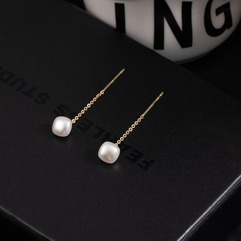Silver Needle Natural Pearl Tassel Luxury Earrings for Women