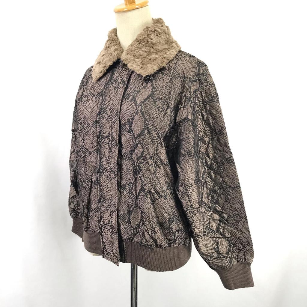 Made In Japan Madame Greco Aoyama Blouson Jacket M Women Brown Snakeskin Pattern(USED)