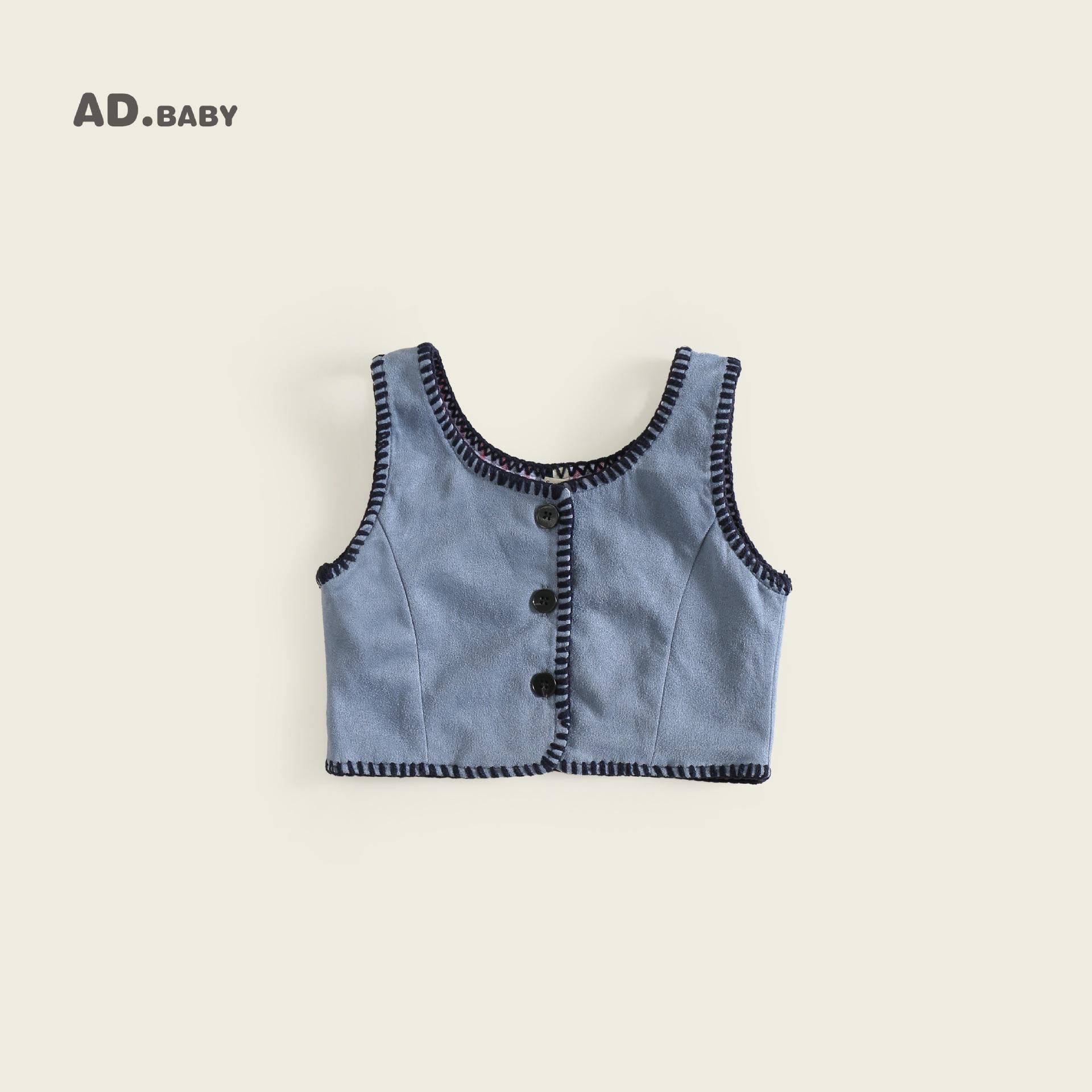 

2025 Korean Style Autumn Girls Sleeveless Top: Skin-Friendly, Comfortable, Trendy Vest 130 cm синий