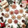 24pcs Christmas Tree Red Snowflake Wooden Hanging Decorations Creative Holiday Atmosphere Decorations Christmas Tree Ornaments