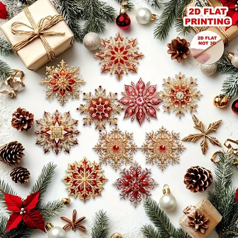 24pcs Christmas Tree Red Snowflake Wooden Hanging Decorations Creative Holiday Atmosphere Decorations Christmas Tree Ornaments