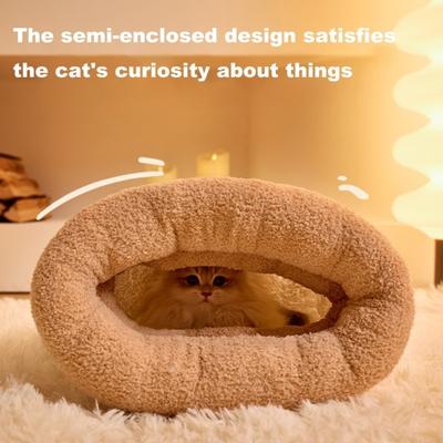 Sac de couchage d'hiver pour chat Yousheng Peluche Chaud Nid de chat Grotte Enveloppement à 360 degrés Coussin chauffant pour chat Sac de couchage pour petits chiens Chats