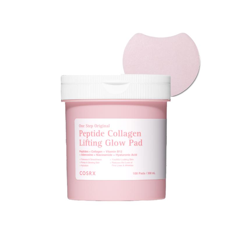 English Product Title [COSRX] One Step Peptide Collagen Lifting Glow Pad (100 Sheets) 300ml - Professional Firming Recharge & Radiant Gloss Therapy