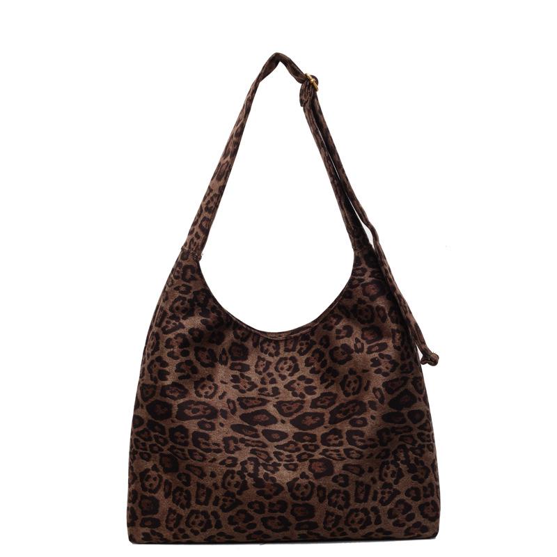 

Autumn/Winter 2025 Large Leopard Print Bag - Frosted Retro Shoulder & Crossbody Tote for Women цветной печати леопарда