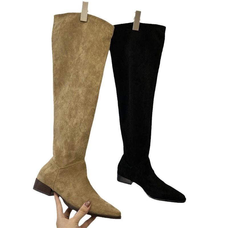 Skinny boots female Internet celebrities 2025 autumn and winter new pleated piled boots high knight boots knee thigh circumference boots