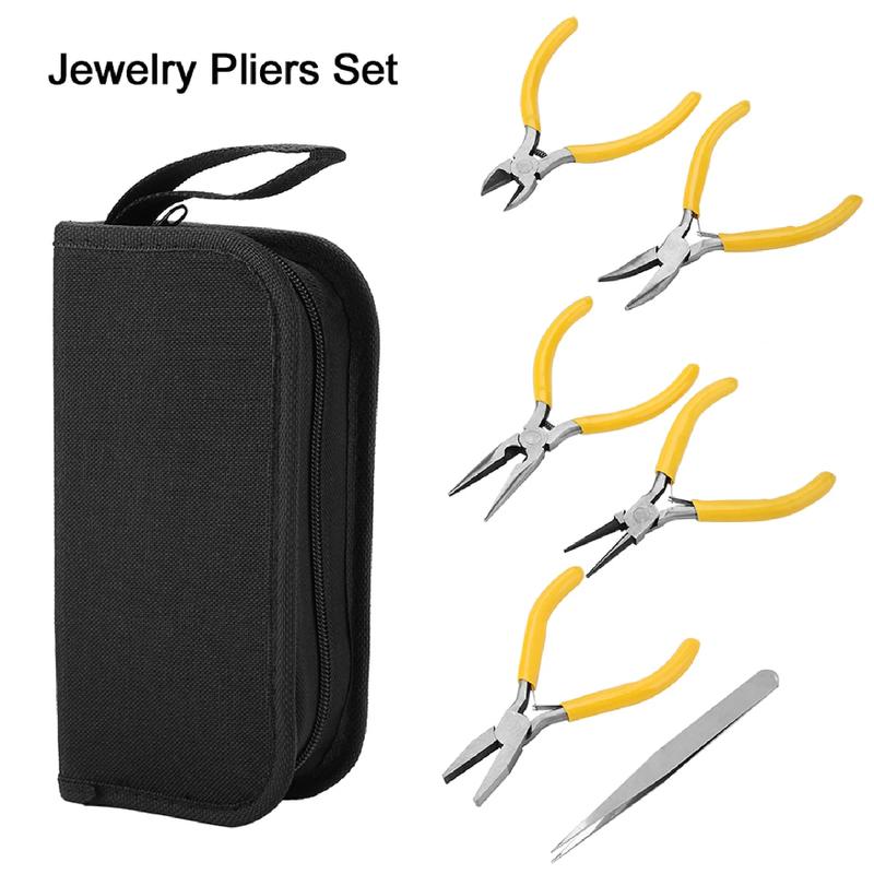 Professional Jewelry Pliers Tools Kit Round Bent Nose Beading Making DIY Jewellery Making Pliers Tool Kit