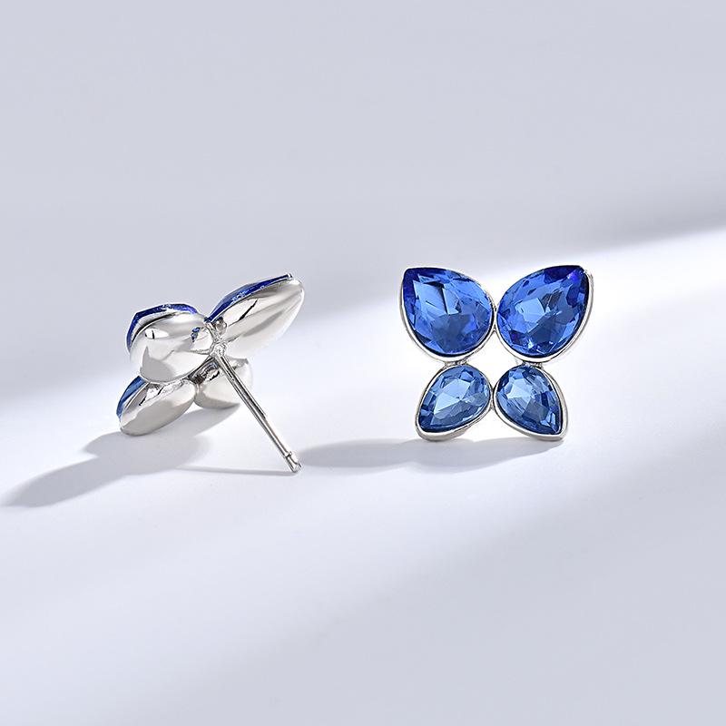 Korean Crystal Angel Tear Stud Earrings - Colorful Teardrop Diamonds with Unique Niche Style for Women