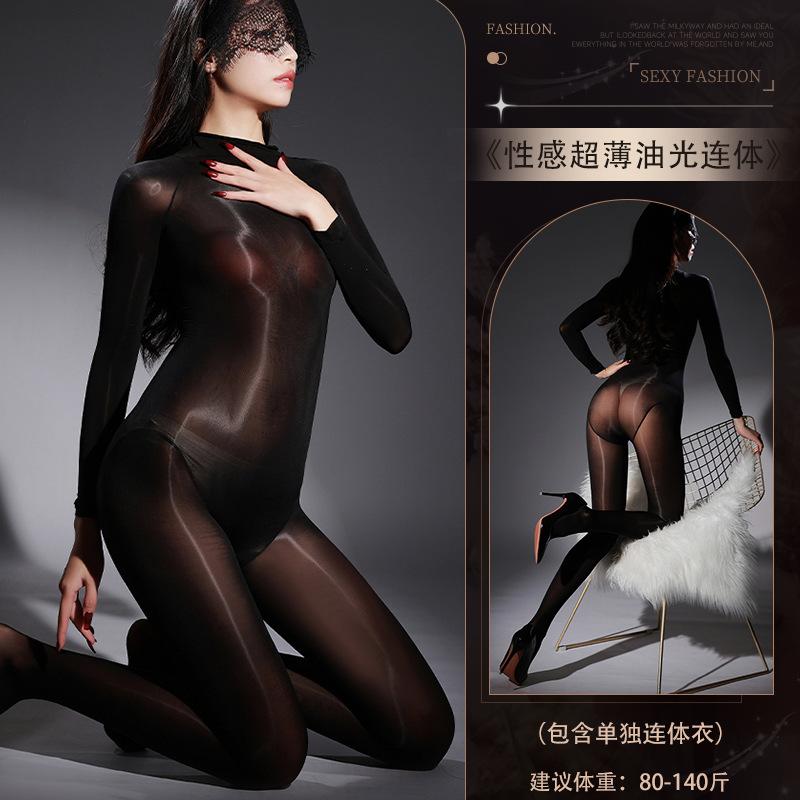 Sexy Lingerie Sexy Shiny One-piece Stockings Transparent Ultra-thin Shiny Silky Seductive Tights Women