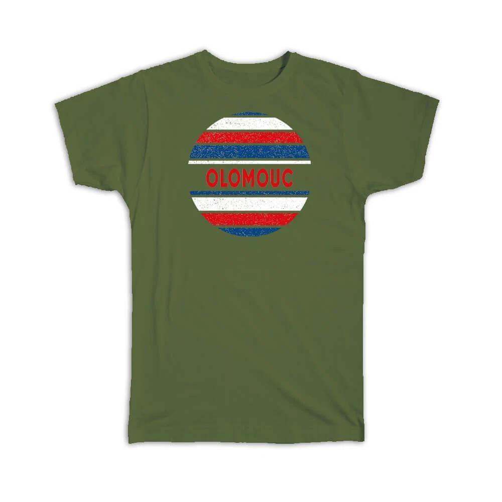 

Gift T-Shirt : Olomouc Czech Republic Distressed Retro Expat Vintage Flag M