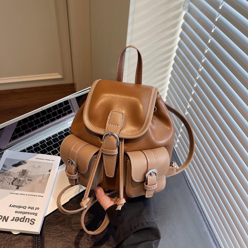 Bucket Backpack Female Leisure Student Class Mini Bag Street Trend Lightweight Travel Small Backpack