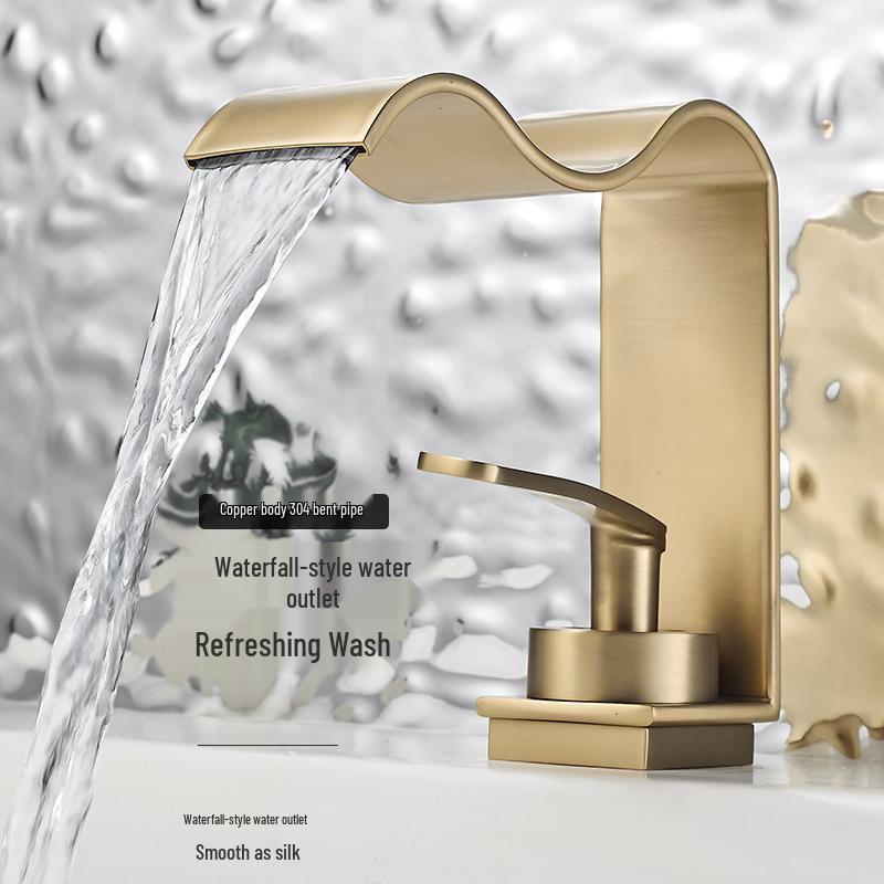 Copper 304 Waterfall Faucet for Bathroom Sink (Hot/Cold) - Luxury Design