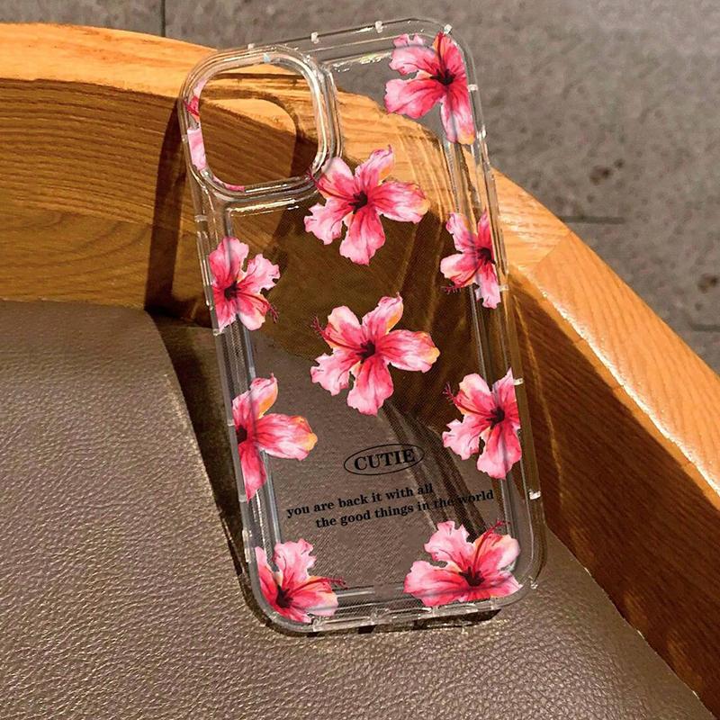 Luxury Tulip Transparent Phone Case iPhone 15 Pro Max 11 12 13 16 14 Plus Silicone Shockproof Case Lens Protector Shell