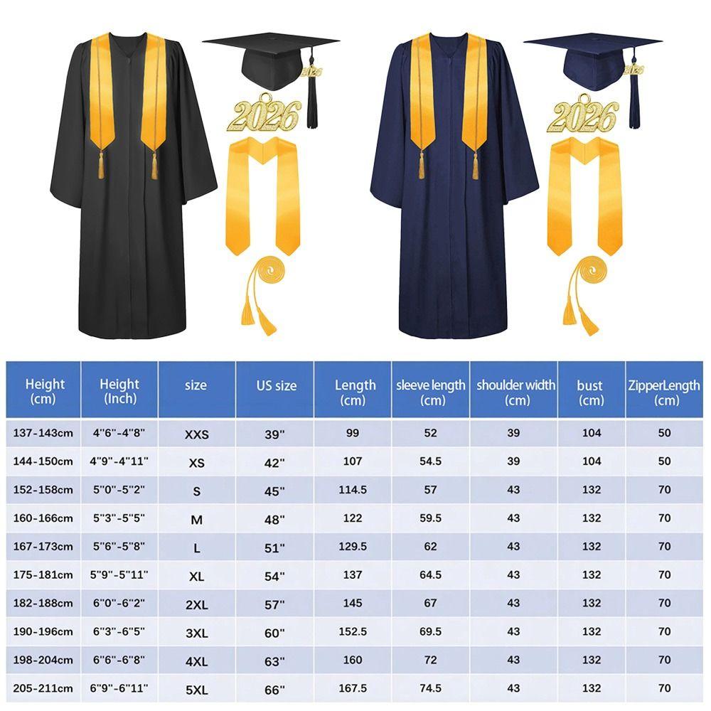 4Pcs/Set Graduation Stole Sash Graduation Robe Set with Tassel Doctor Gown Bachelor Gown  Graduation