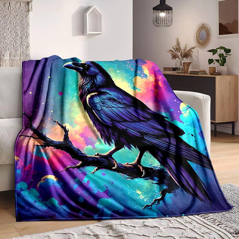 1pc Crows, Fantasy Lightweight Flannel Blanket, Comfortable and Warm Blanket, for Office and Camping Sofa Bed, Livingroom198
