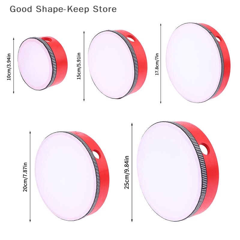 Red Kids Wooden Hand Drum Music Percussion Instrument Handheld Educational Toy for Children