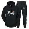 Men's and women's sportswear sets, hooded sweatshirts and pants, king and queen printed streetwear