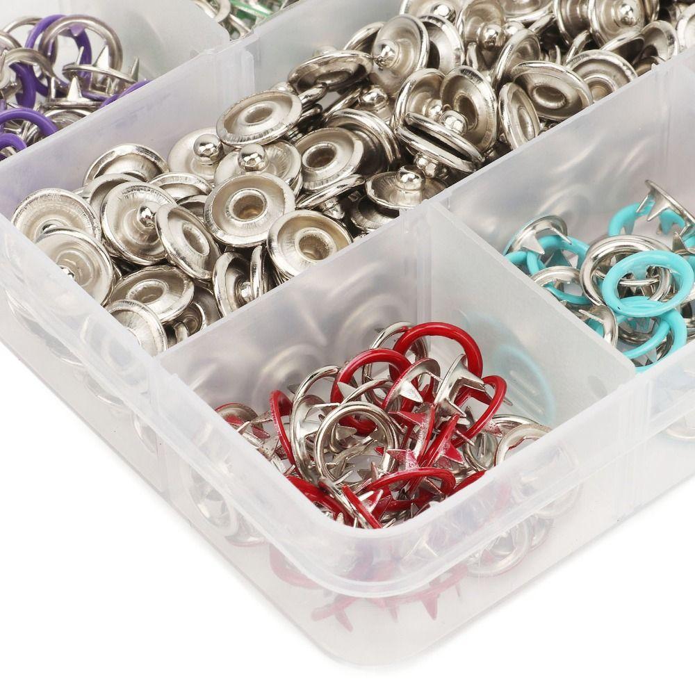 200 Sets / 800 PCS 9.5mm Metal Snap Button Set Multi-Color Mix Hollow Snap Buttons Snap Fastener Pliers Tool With Storage Case