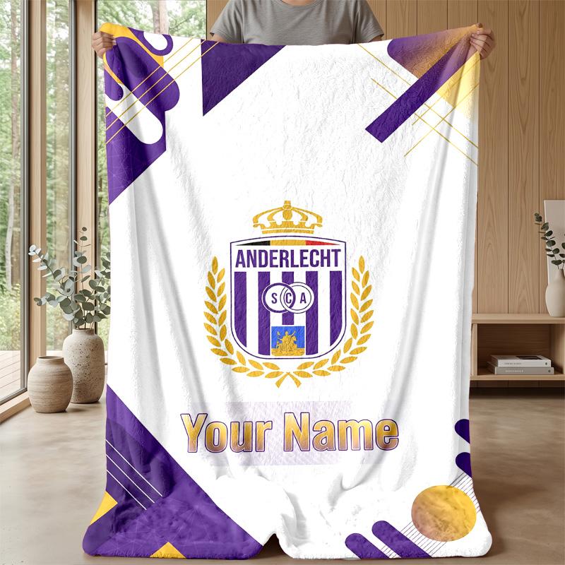 Custom Text Flannel Throw Blanket, Lightweight Cozy Bed Sofa BlanketAnderlecht FC