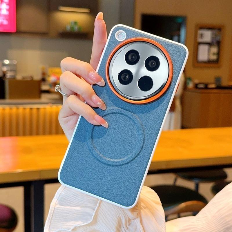 Phone Cases OPPO,Simple Soft Faux‑Leather Magnetic Phone Case