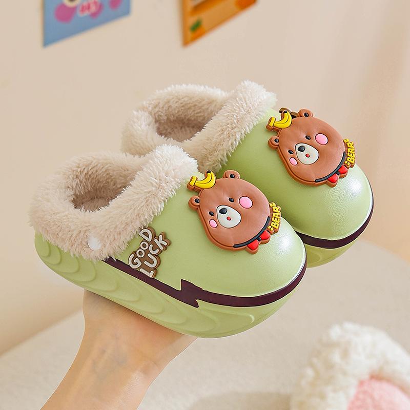 New EVA Cotton Slippers Summer Cartoon Cute Non-Slip Indoor Warm Thick Bottom Slippers Baby Cotton Shoes
