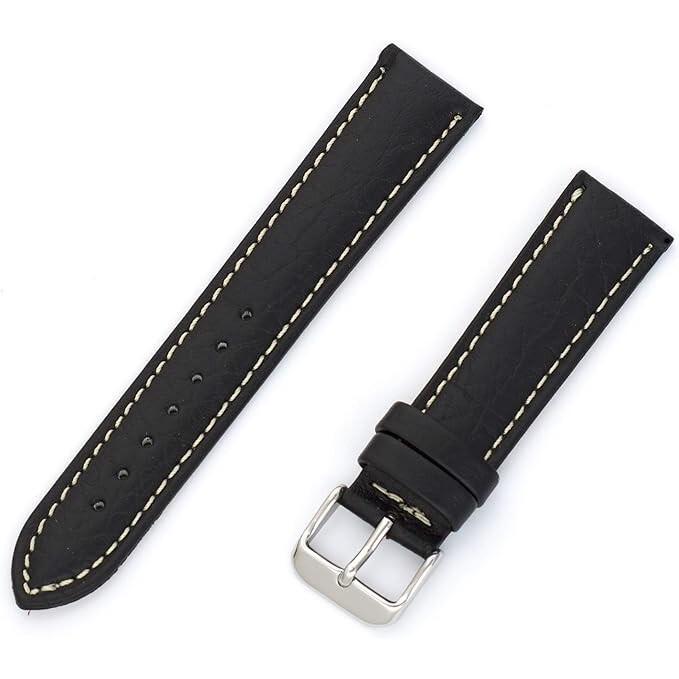 

RSINC Ремешок для часов из натуральной кожи - Белая строчка - 22 мм Черный цвет | E JL156588652818