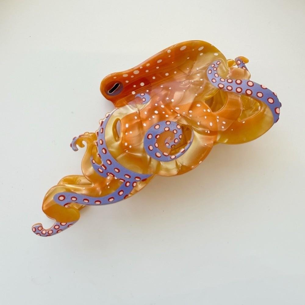Simple Sweet Acetic Acid Hair Claw Bead Acrylic Oyster Shark Clip Korean Style Ocean Series Squid Hair Claw Holiday