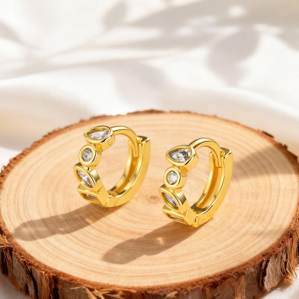 Colored Zircon Earrings for Women Girls,Luxury Minimal Crystal Hoop Earrings,Small Huggie Ear Rings Piercing Jewelry