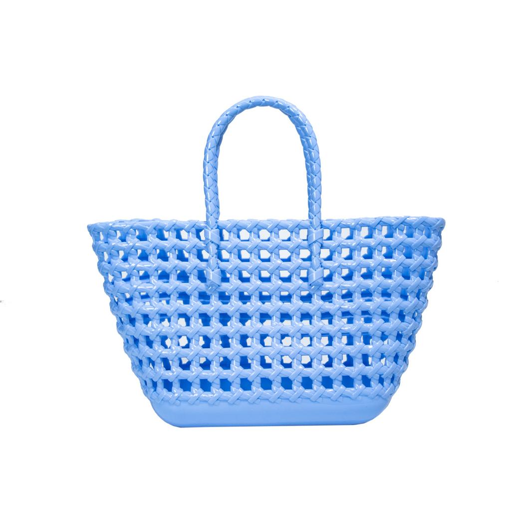 2025 New Macaron Jelly Bag Women's Fashion Versatile Woven Vegetable Basket Bag Hollow Large Capacity Handbag