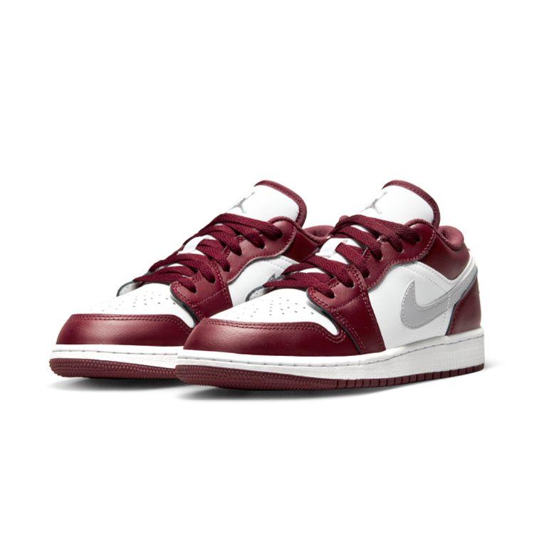 Air Jordan 1 Low GS Cherrywood Red Kids Sneakers White Cement-Grey 553560-615