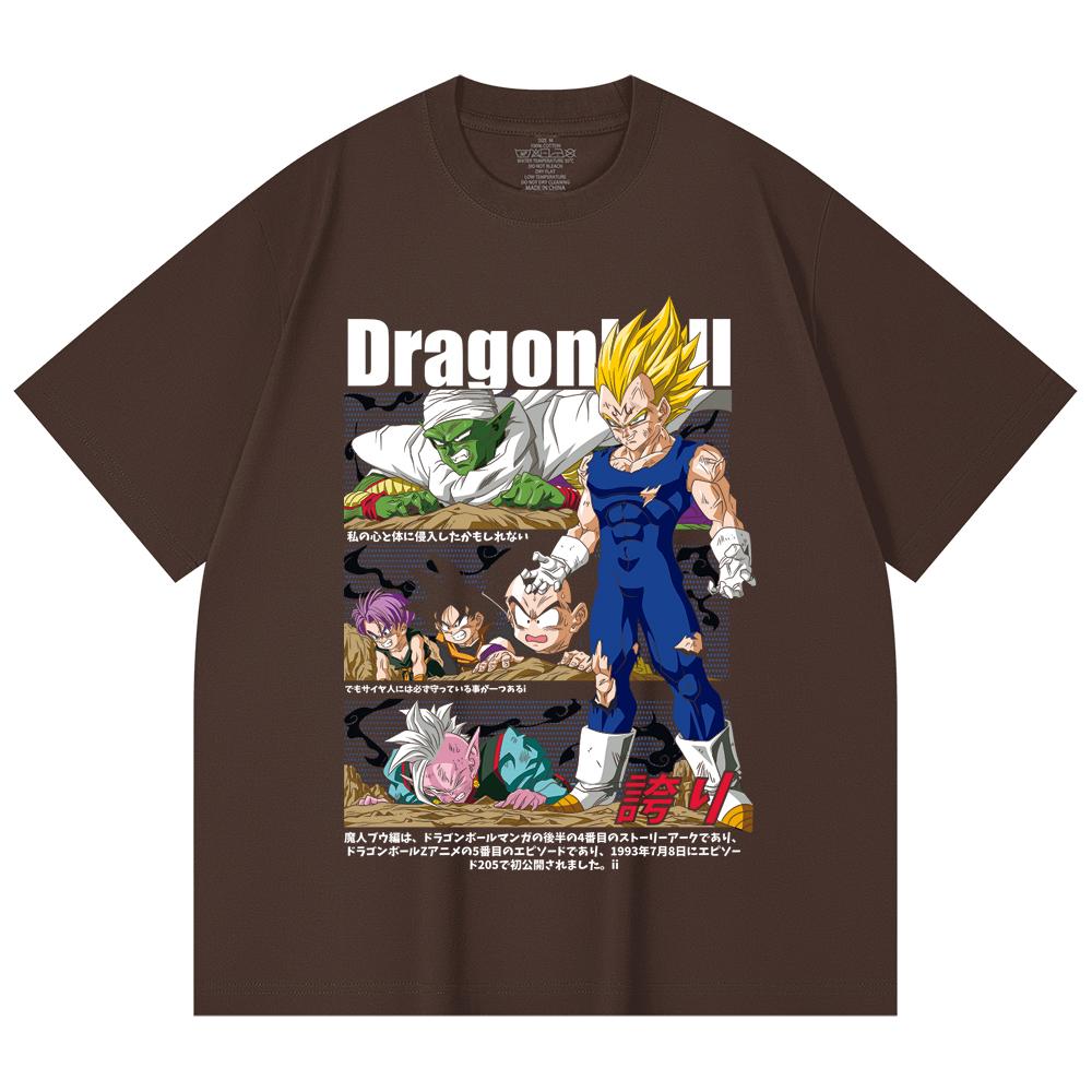 230 Gsm 100% Cotton Dragon Ball V6 Majin Vegeta Print Unisex Heavy Cotton T Shirt