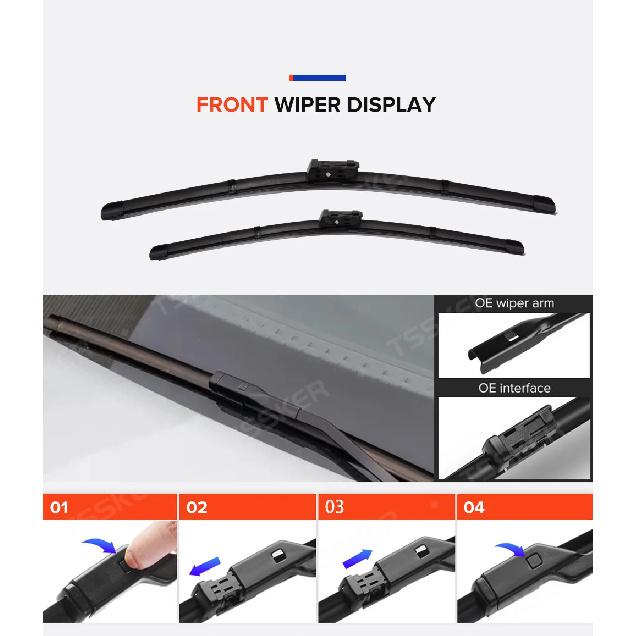 Wiper Front & Rear Wiper Blades Set For VW Tiguan MK2 2017 2018 2019 2020 2021 2022 2023Windshield Windscreen Window 26"+21"+14"