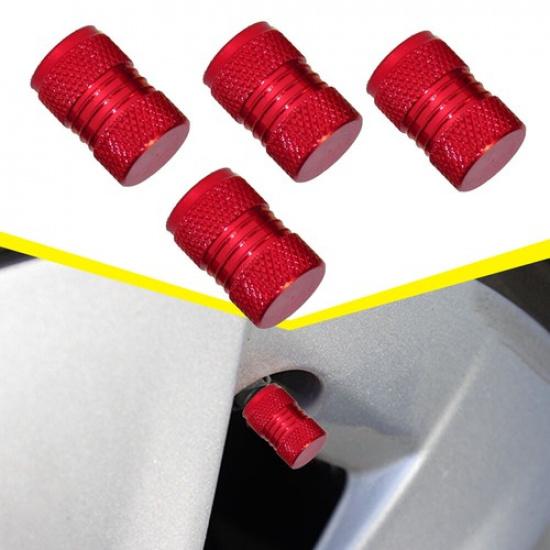 4x Red Aluminium Dust Cap Car Wheel Tyre Air Valve Stems Caps Cover Accessories