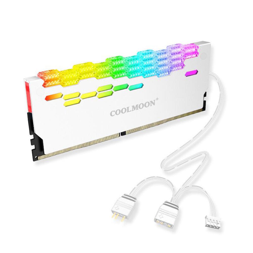 COOLMOON RA-2 Охладитель радиатора для оперативной памяти ПК ARGB Цветной теплораспределитель белый