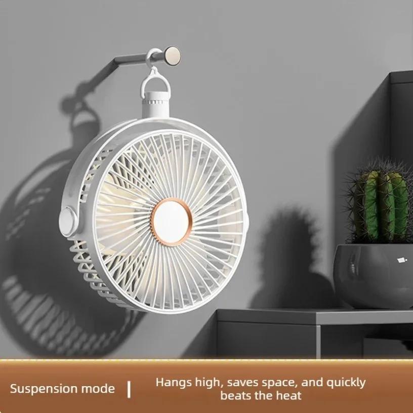 4 in 1 Clip Fan 5 Speeds 3 Night Lights 720° Rotation USB Rechargeable Brushless Motor Ultra Quiet for Home Office Dorm Camping